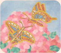 趣味の絵画展示室：創作、花と蝶